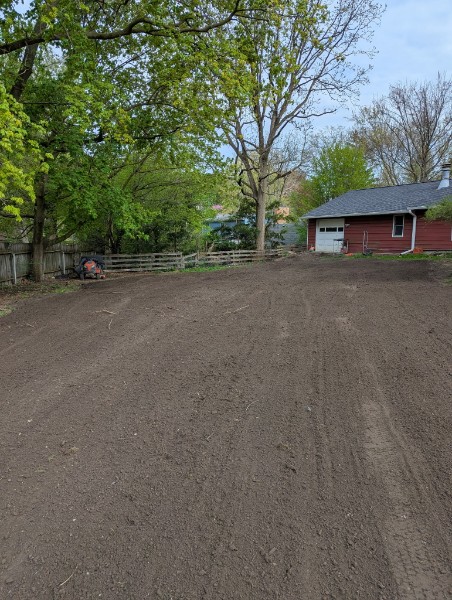 Graded and leveled yard