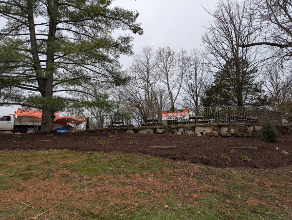 Large retaining wall and mulching project